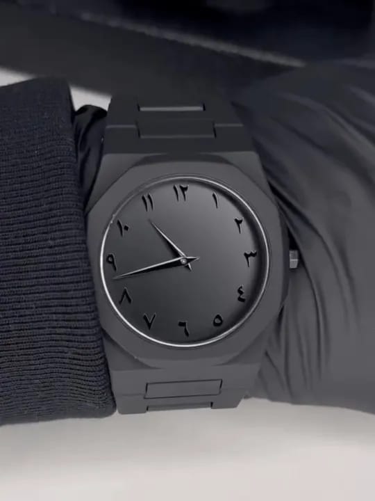 Aura watch 2025 New Arabic Aura Watch Black Modern Creative Design Waterproof Stainless Steel Chain Quartz Movement