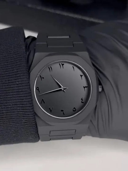 Aura watch 2025 New Arabic Aura Watch Black Modern Creative Design Waterproof Stainless Steel Chain Quartz Movement